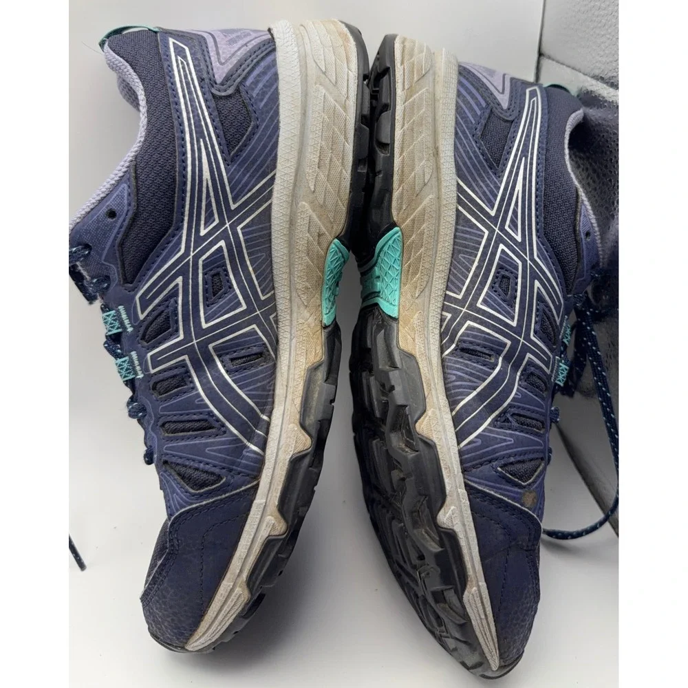 Asics Gel-Venture 7 Trail Running Shoes Womens 6.5 Wide Navy Blue Good 1012A477